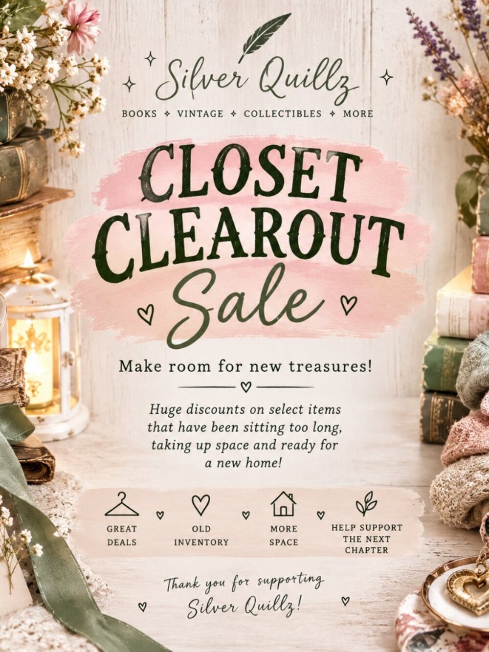 🌸 SILVER QUILLZ CLOSET CLEAROUT | Deep Discounts | Books, Fashion, Vintage